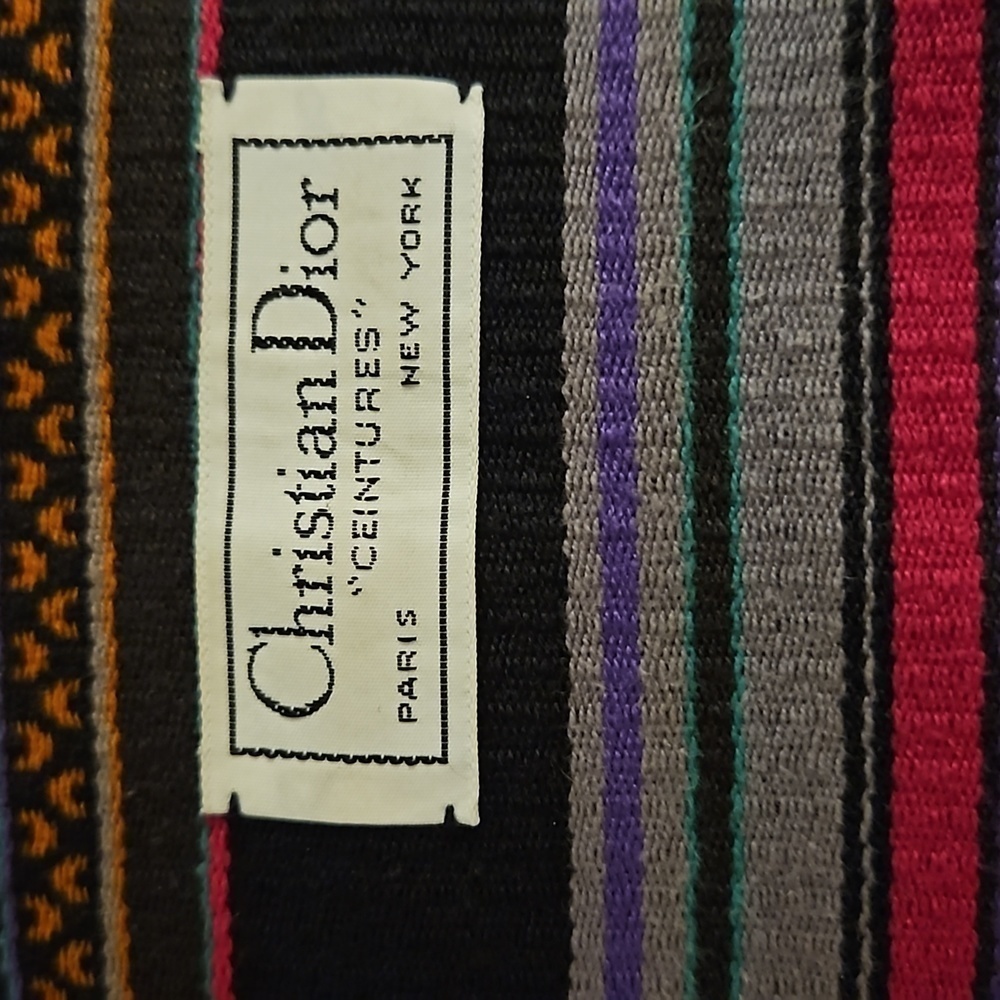 VTG Christian Dior 1980s Hand Loomed Braided Fringe Stripe Belt Sash - Picture 2 of 4